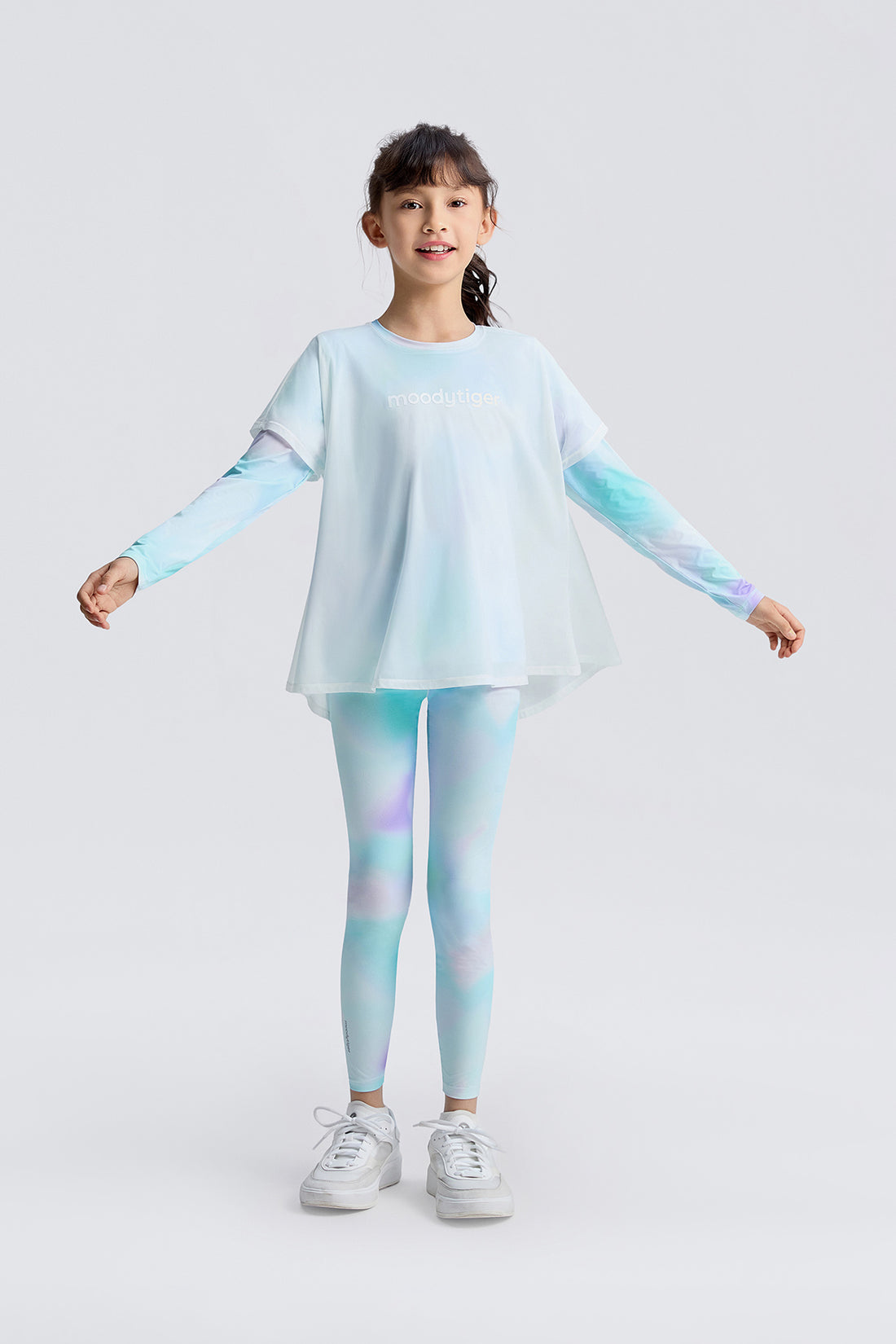 2-in-1 Light Weight Long Sleeve Tee **Lustrous Blue**