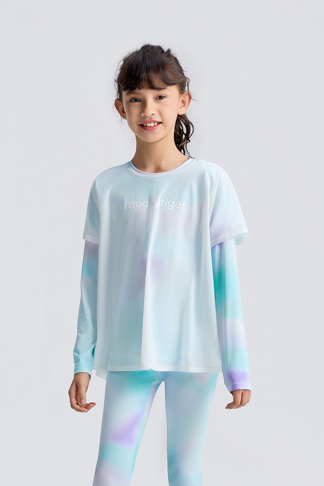 2-in-1 Light Weight Long Sleeve Tee **Lustrous Blue**