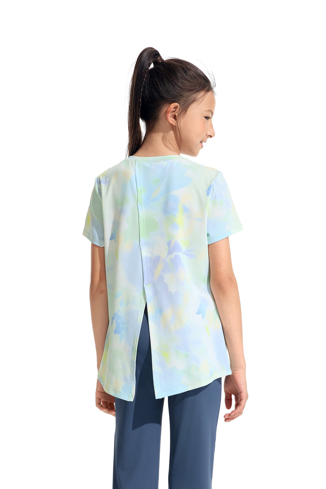 Mesh Open Back Tee **Bloom Romance Blue**