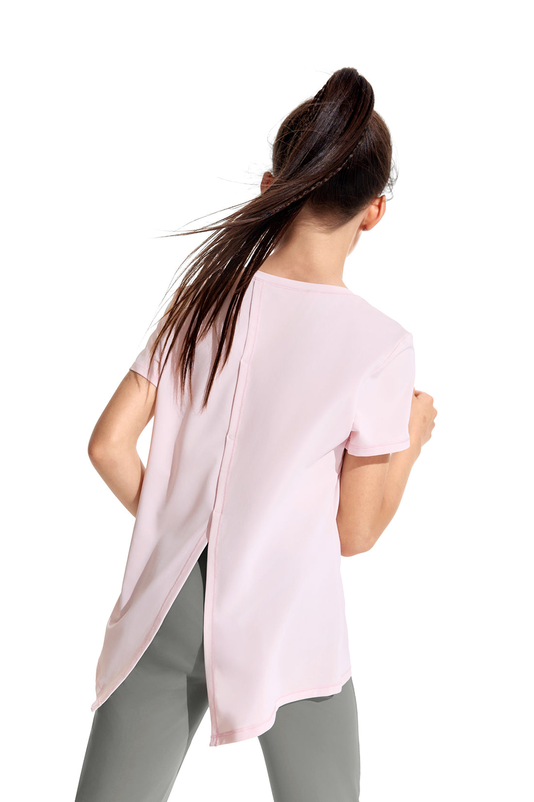 Mesh Open Back Tee **Rose Quartz**