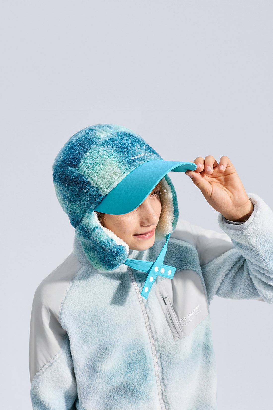 Printed Fleece Cap **Chasing Light Blue**